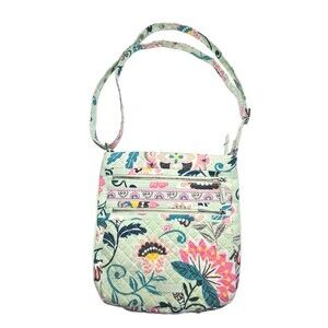 Vera Bradley Iconic Triple Zip Hipster Mint Flowers